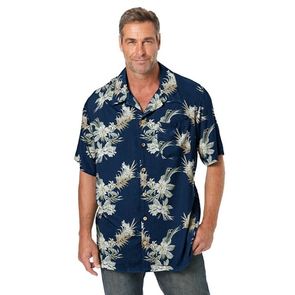 Men's Big & Tall Tropical Rayon Short-Sleeve Shirt