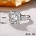 thumbnail image 2 of EOEMY 925 Sterling Silver Rings Shiny Square Crystal Zircon Ring Women Wedding Sz 6-10-9, 2 of 5