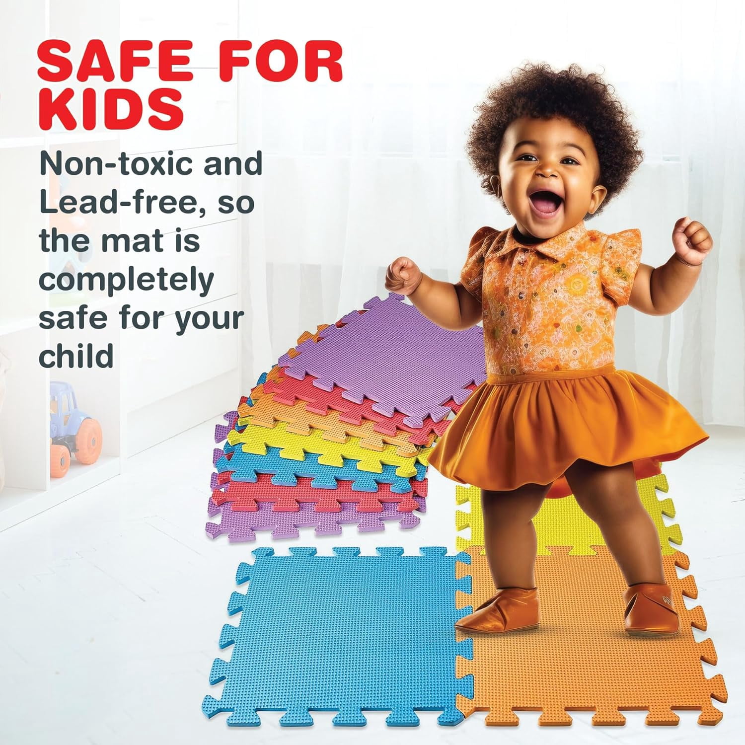 MEDca One Size Multicolor EVA Interlocking Floor Play Mats for Kids, 10-Piece