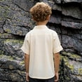 thumbnail image 6 of Kiijoy Little Boys Retro Medieval Short Sleeve Shirt Solid Lace Up Summer Vintage Top, Sizes 3-14, 6 of 8