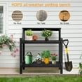 thumbnail image 6 of ROGALIS HDPS Outdoor Potting Bench Table w/4 Hooks & 3 Shelves, All-Weather, No Rust/Fade, Black, 6 of 7