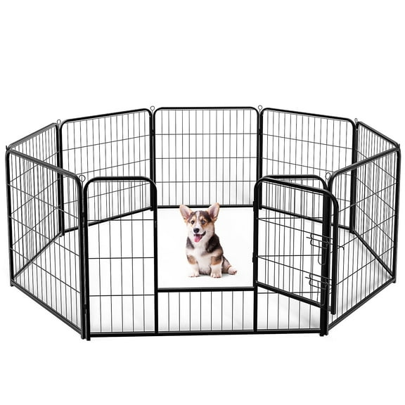 CONCETTA Heavy Duty Dog Playpen Indoor, 32 inch 8 Panel Foldable Puppy Exercise Fence with Door