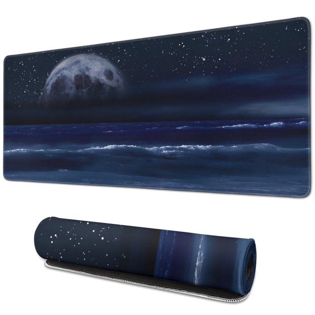 Large Gaming Mouse Pad with Stitched Edges, Extended Desk Mousepad with Superior Micro-Weave Cloth, Non-Slip Base, Water Resist Keyboard Pad for Gamer, Office & Home, 31.5 x 11.8 in,Moonlight