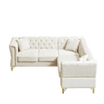 thumbnail image 3 of Chesterfield Button Tufted L-Shaped Sectional Sofa, 5 Seaters Chenille Upholstered Modular Corner Couch With Nailhead Trim for Living Room Office Apartment, 3 of 15