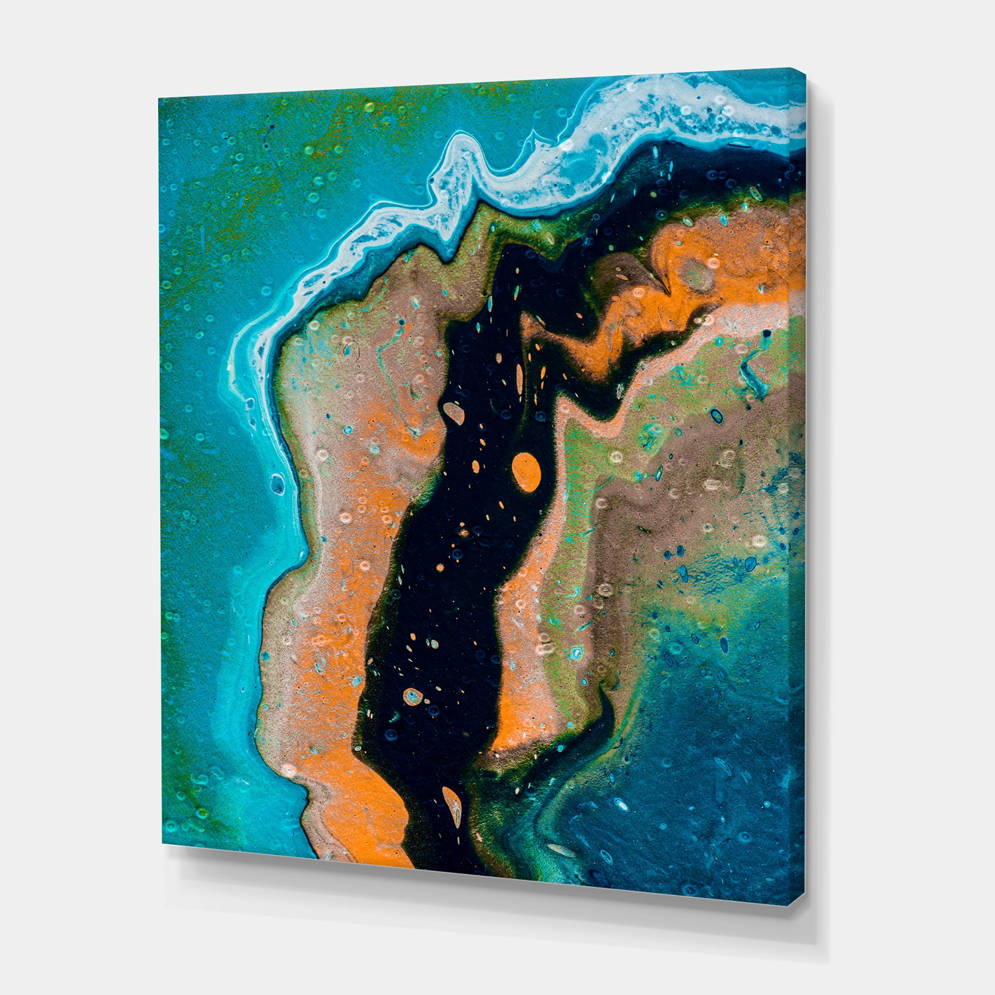Designart ' Abstract Composition In Black and Orange ' Modern Canvas Wall Art Print