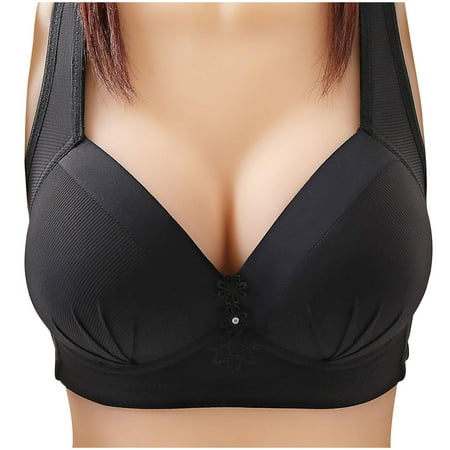 Mnyycxen Push Up Bras for Women Seamless Lace Wireless Comfort No Underwire Bras Everyday Adjustable Wire Free Breathable Bra