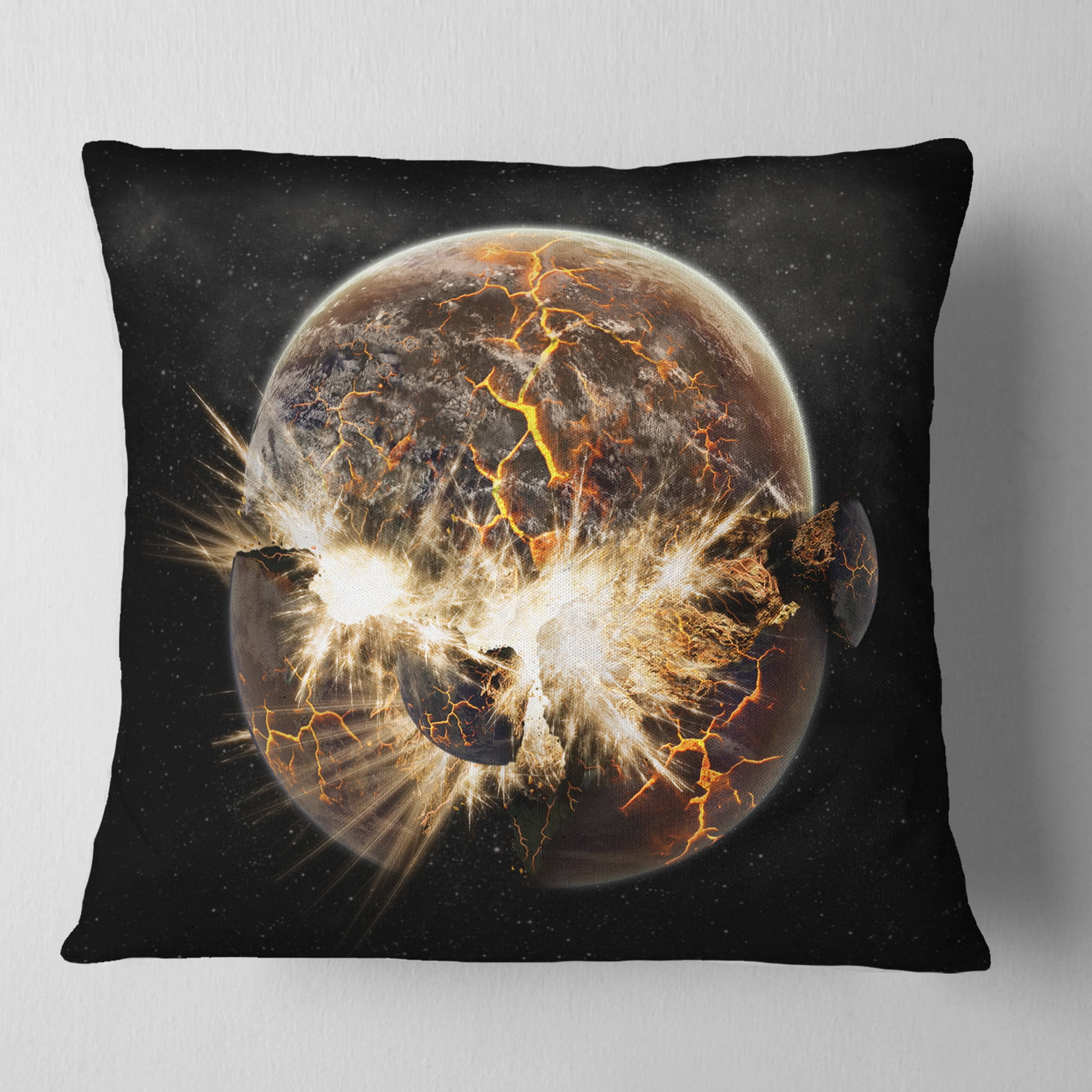 Designart Earth Apocalypse - Contemporary Throw Pillow - 16x16
