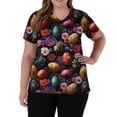 thumbnail image 3 of Stichou Easter Scrub Tops for Women 2026 Rabbit Eggs Graphic Happy Short Sleeve Clothes Soft V-Neck Lightweight Shirts with Pockets Navy M, 3 of 5