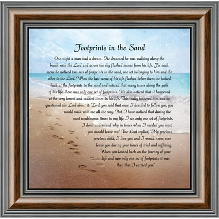 footprints in the sand, religious gift for loved one, picture frame ...