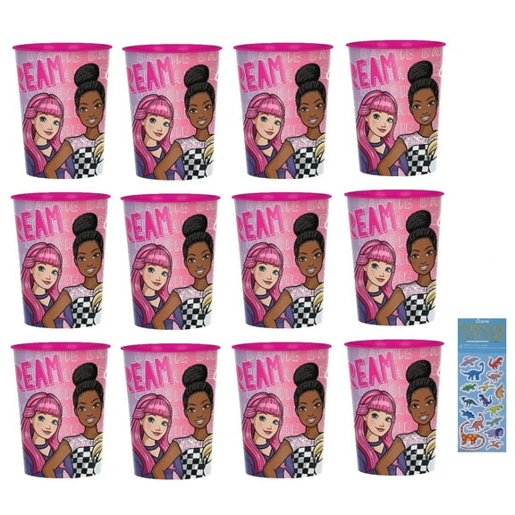 Barbie Dream Birthday Party Supplies Favor Bundle Pack includes 12 Plastic Reusable Cups