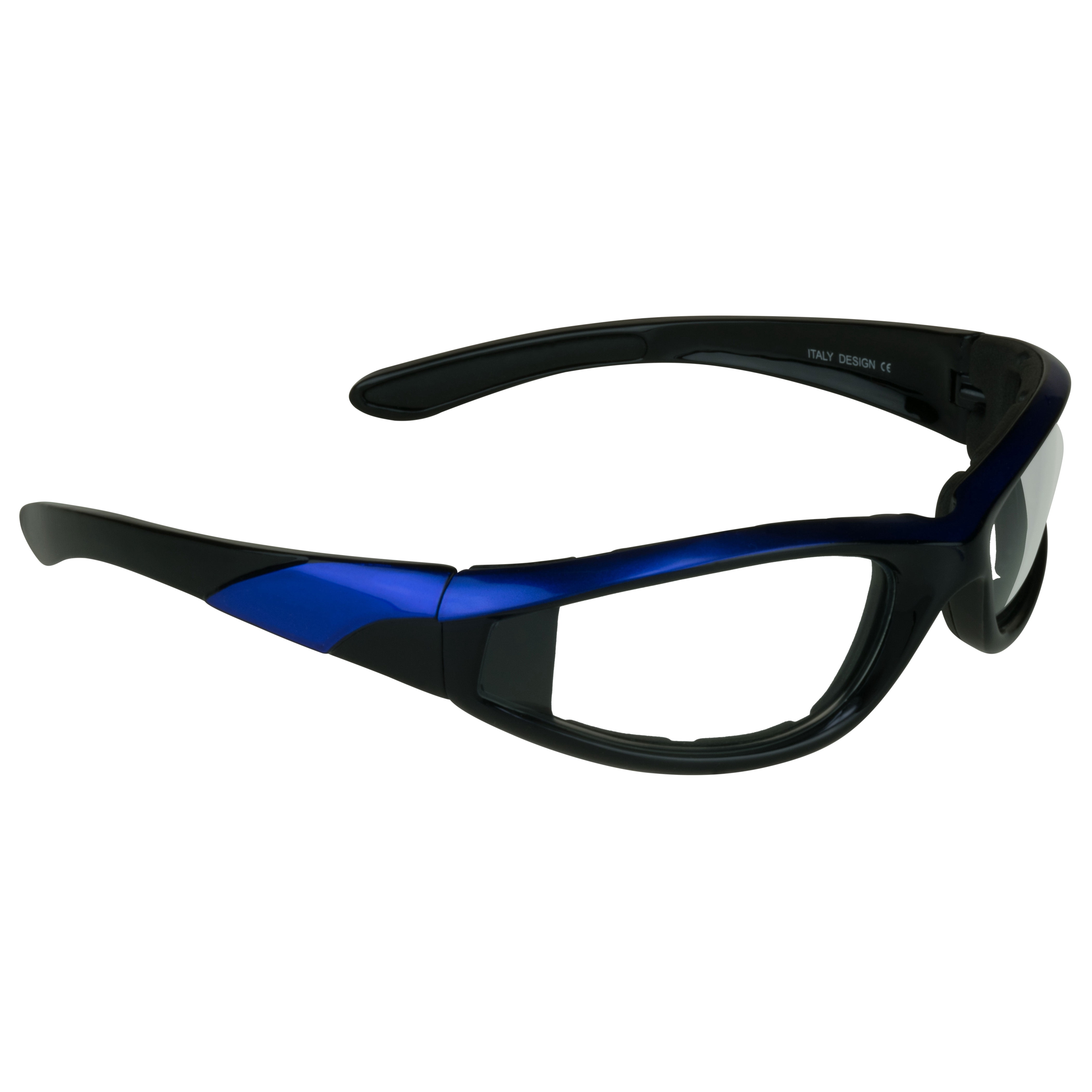 Bikershades Motorcycle Biker Night Safety Glasses Blue Men Women Clear 2 Pairs