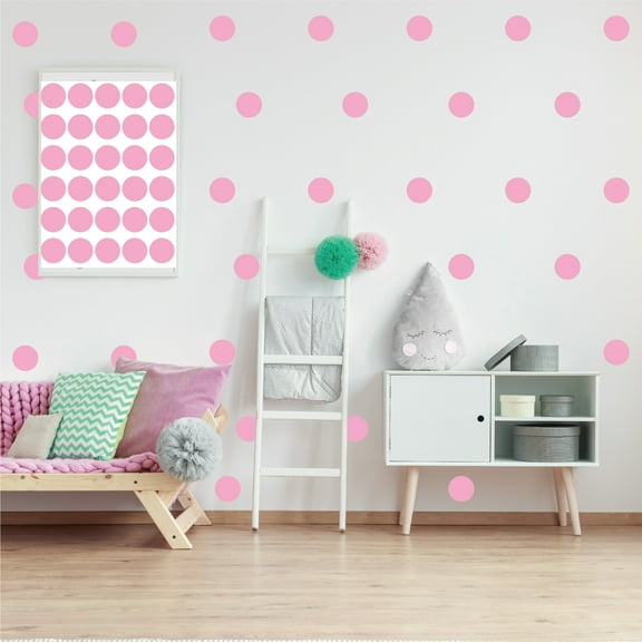 12 Sheets Self-Adhesive Removable Wall Decals, 360 Pieces Pink Polka Dot, Circle Stickers for Kids Room Bedroom Classroom Nursery DIY Decor