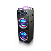 Pyle PSUFM1043BT - Bluetooth PA Loudspeaker Karaoke Entertainment System, Active Powered Speaker, Flashing DJ Party Lights, MP3/USB/SD, FM Radio, Wireless Mic