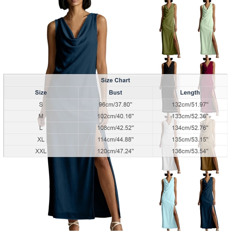 bodycon dress size chart HVOBTTY Summer Women's Sleeveless Maxi Cowl Neck Solid Color Elegant Basic Stylish Apparel KissProm Spaghetti Straps Sweetheart Made with smooth Color Group:YELLW Color:Mint Julep