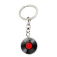 thumbnail image 2 of Llavero con colgante de piedra preciosa y disco de vinilo negro, llavero de metal creativo, accesorio para colgar en la bolsa, 2 of 6