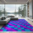 thumbnail image 2 of ODIKA 6'x9' Washable Area Rug Non-Slip, Easy Care, Ombre Short Checked Symmetrical Interlocking Cell Formation Checkered for Family Room, Living Room, Master Bedroom, 2 of 7