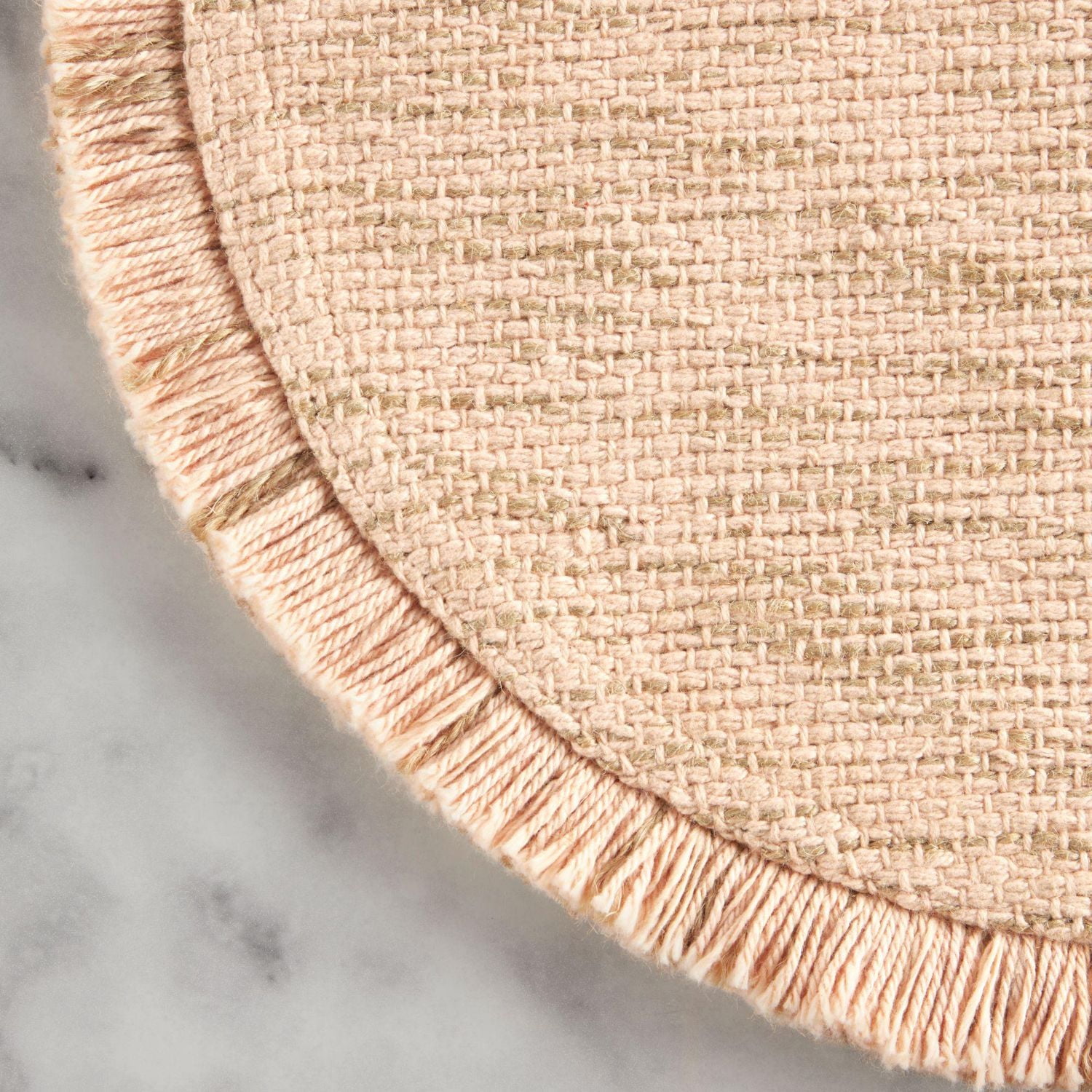 Way to Celebrate Easter Stria Jute Cotton Fringe Placemat, Bellini, 15" Round, 1 Piece