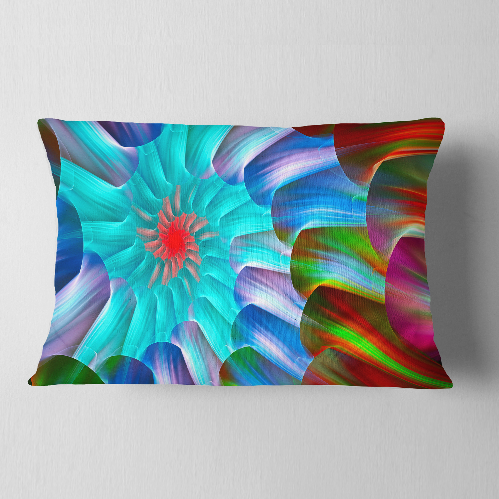 Designart Multi Layered Fractal Spirals - Abstract Throw Pillow - 12x20