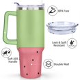 thumbnail image 3 of 40oz Cute Watermelon Pattern Stainless Steel Flip Straw Tumbler Spill Proof Travel Cup Double Wall Vacuum Insulated Coffee Mug with Top Handle, 3 of 6