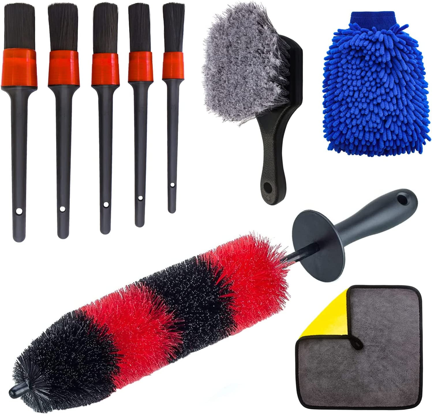 Wheel Tire Brush Set, Car Detailing Kit, 17inch Long Soft Bristle Wheel