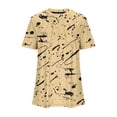 thumbnail image 4 of Tops Cortos para las Mujeres Cuello Redondo Impreso Sudadera Plisada Manga Corta, Tops de Baile para las Mujeres Primavera Verano, 4 of 4