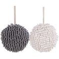 thumbnail image 2 of Nvzi 2pcs Soft Absorbent Chenille Hand Towels, Decorative Hanging Fuzzy Towels Ball, Thick Drying Cloth Hand Towel for Home Kitchen & Bathroom (White+Grey), 2 of 5