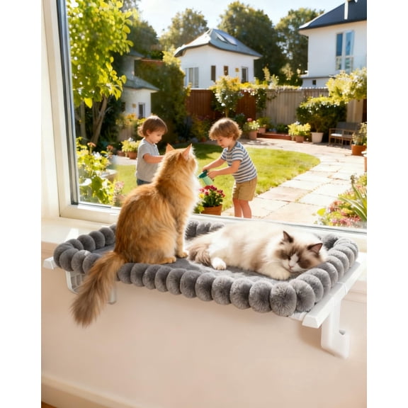 L&W BROS. All-Metal Frame with Cushion Bed Cat Window Sill Perch – Heavy-Duty 120 lbs Capacity, Durable Easy-Assemble Hammock for Cats(M 1PC)