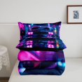 thumbnail image 5 of Manfei Race Car Print Twin Comforter Sets,Speed Games Bedding Set,Blue Pink,Black Reversible,2pcs,1 Comforter and 1 Pillowcase, 5 of 7