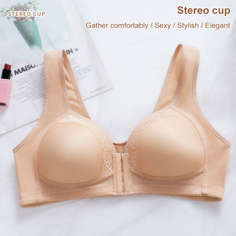HOOUDO Women's Cotton Bra Wire Free Post Surgery Front Fastening