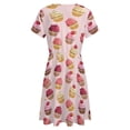 thumbnail image 5 of Delicious Pink Retro Cupcakes Dress Fashion Beach Short Sleeve Dresses Female Party Printed Sundress, 5 of 7