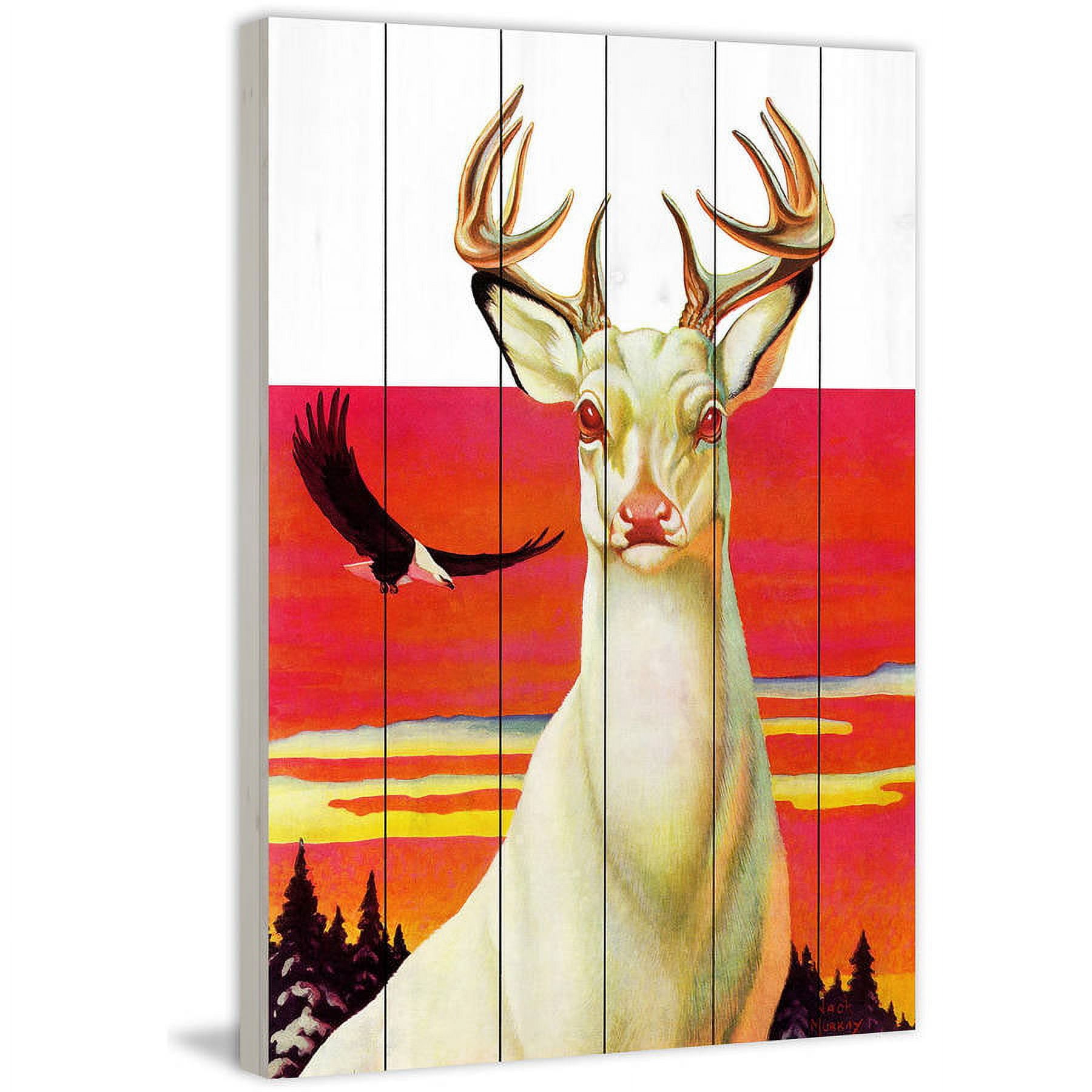 Marmont Hill "Albino Deer" Painting Print on White Wood