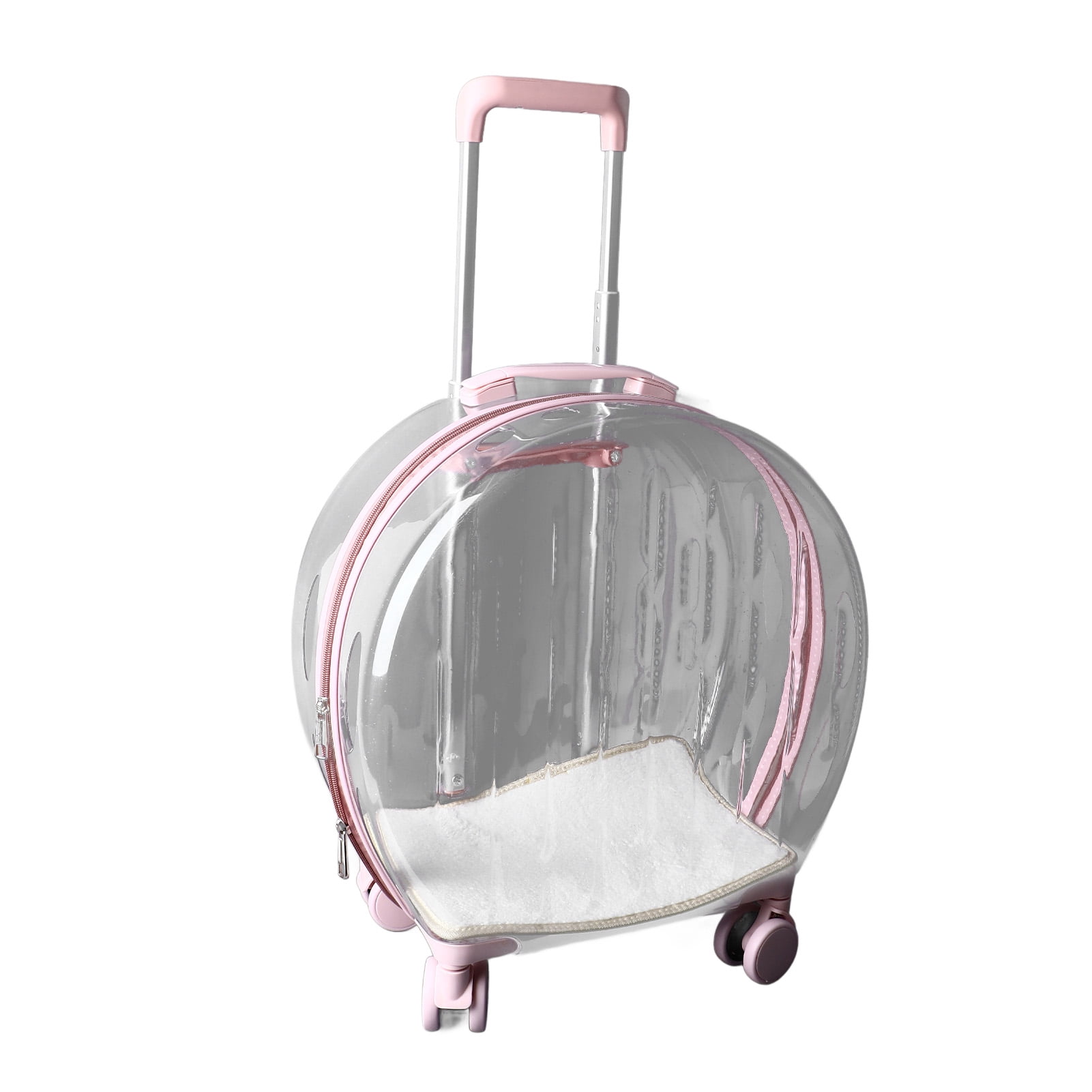 Wheeled Pet Carrier, Large Space Transparent Cat Trolley Case  For Bathing