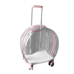 Transporteur à roues, grand Space Cas transparent de chariot de chat pour le bain