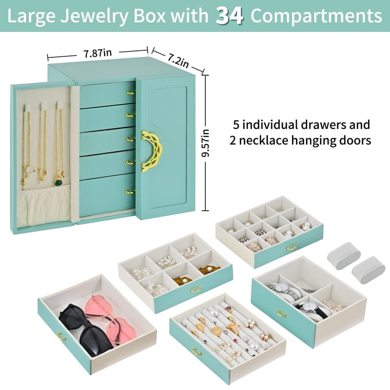 Vesteel 5-Layer Leather Jewelry Organizer Box photo 2