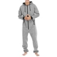 thumbnail image 1 of xiaxaixu Men Fall Sleeping Jumpsuit, Hooded Long Sleeves Zip-Up Romper, 1 of 5