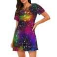 thumbnail image 1 of Easygdp Bright Universe Camisón de manga corta para mujer, informal, estampado, 1 of 6