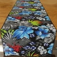 thumbnail image 3 of Cotton Print Table Runner Floral Tropical Hawaiian Black, 3 of 4