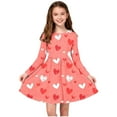 thumbnail image 2 of Posijego Girls Heart Printed Dress Valentine's Day Dress Crew Neck Long Sleeve Spring Dresses for Girls, 2 of 7