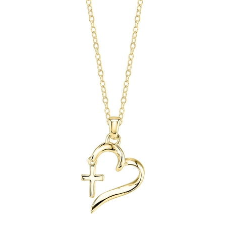 Little Luxuries Women's 18" Gold Flash Plated Sterling Silver "Faith Hope Love" Pendant Necklace
