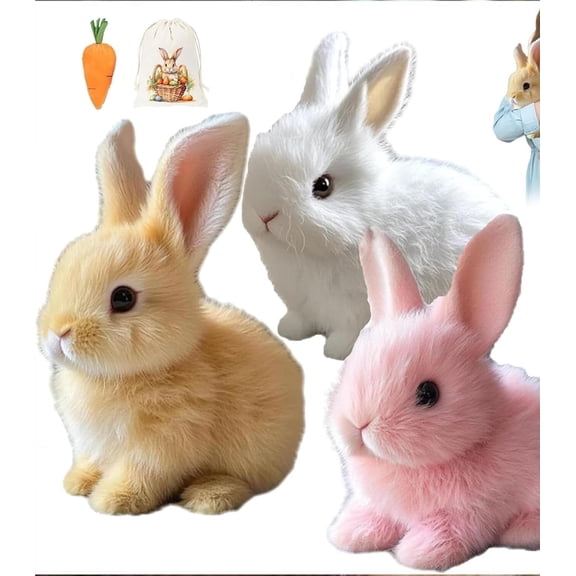 Realistic Easter bunny toy with jumping, twitching, ear wiggling and interactive fun!