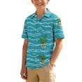 thumbnail image 6 of WAVSUF Kids Boys Button Down Shirt with Pockets Short Sleeve Cartoon Print Summer Hawaiian Tropical Shirt Multicolor Size 3, 6 of 8