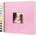 thumbnail image 1 of Álbum de fotos Hiwhy, 30 x 30 cm, tapa dura de lino, 80 páginas blancas, color rosa, 1 of 9