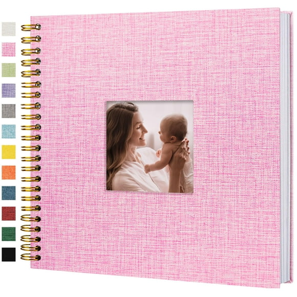 Álbum de fotos Hiwhy, 30 x 30 cm, tapa dura de lino, 80 páginas blancas, color rosa