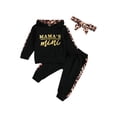 thumbnail image 2 of Casual Outfit Toddler Baby Girl Clothes Set Letter Print Long Sleeve Ruffle Hoodies+Leopard Pants+Headband, 2 of 9