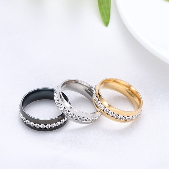WEUVEB 1Pack Ladies Wedding Rings Black Stainless Steel Simple Finger for Women