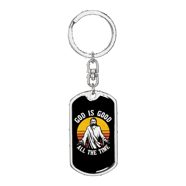Good All The Time Stainless Steel or 18k Gold Premium Swivel Dog Tag Keychain