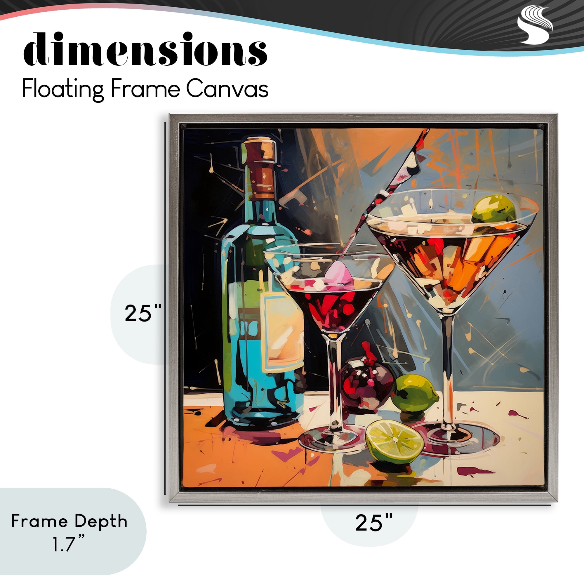 Stupell Industries Every Sip of Martini Night Gray Framed Floater Canvas Wall Art, design by Lazar Studio