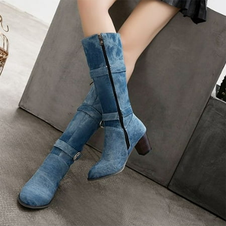 

Cathalem over The Knee Boots for Women Wide Calf High End Suede Leather Boots Autumn And Winter Mid Calf Leather Boots for Women BU1 6.50