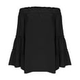 thumbnail image 3 of Sexlip Womens Off The Shoulder Long Bell Sleeve Tops Flared Casual Loose Blouse Black S, 3 of 6