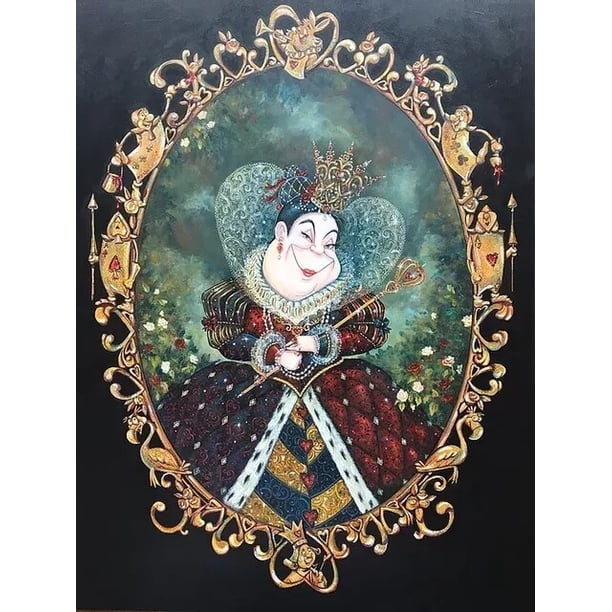 Disney Villain Cartoon Wicked Princess Stepmother 5D DIY Diamond Painting Cross Stitch Rhinestones Mosaic Child's Birthday Gift40x50cm square Gao Jinjia LED